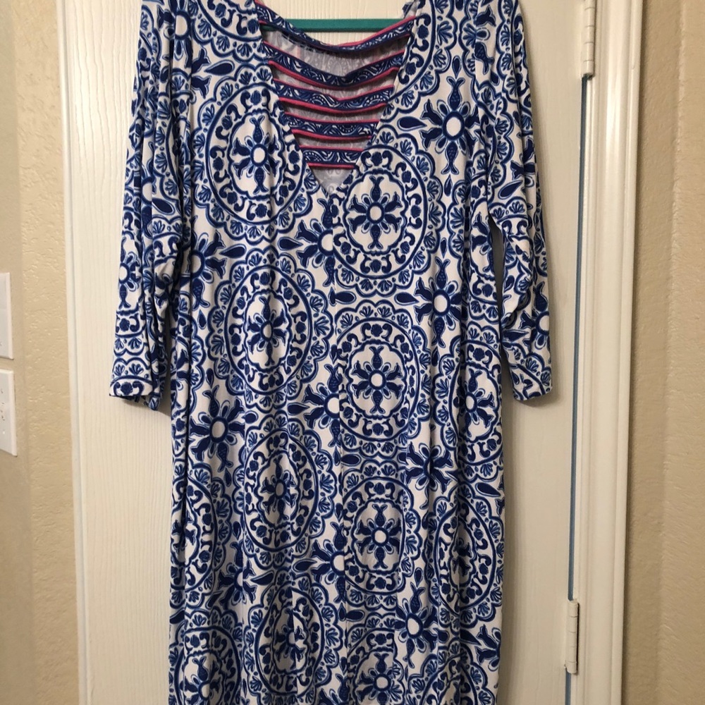 Lilly Pulitzer Ophelia Blue and White Patterned Dress